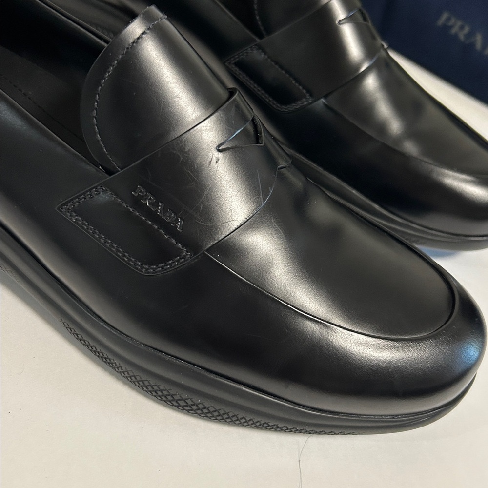 Prada Men's Classic Black Slip-On Loafers - Picture 3 of 17